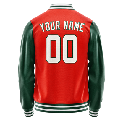 Custom Orange Kelly-Green Solid Color Varsity Letterman Jacket