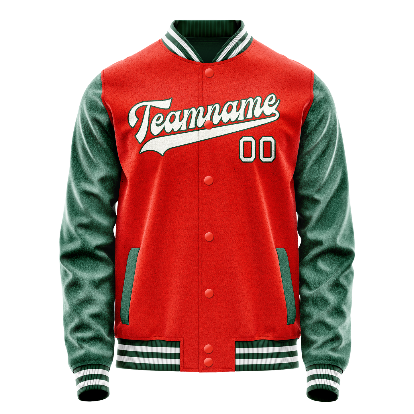Custom Orange Kelly-Green Solid Color Varsity Letterman Jacket