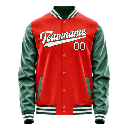 Custom Orange Kelly-Green Solid Color Varsity Letterman Jacket