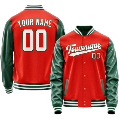 Custom Orange Kelly-Green Solid Color Varsity Letterman Jacket