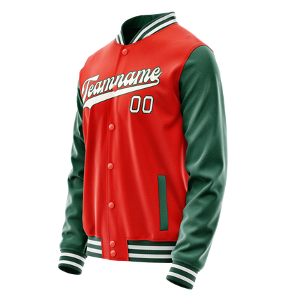 Custom Orange Kelly-Green Solid Color Varsity Letterman Jacket