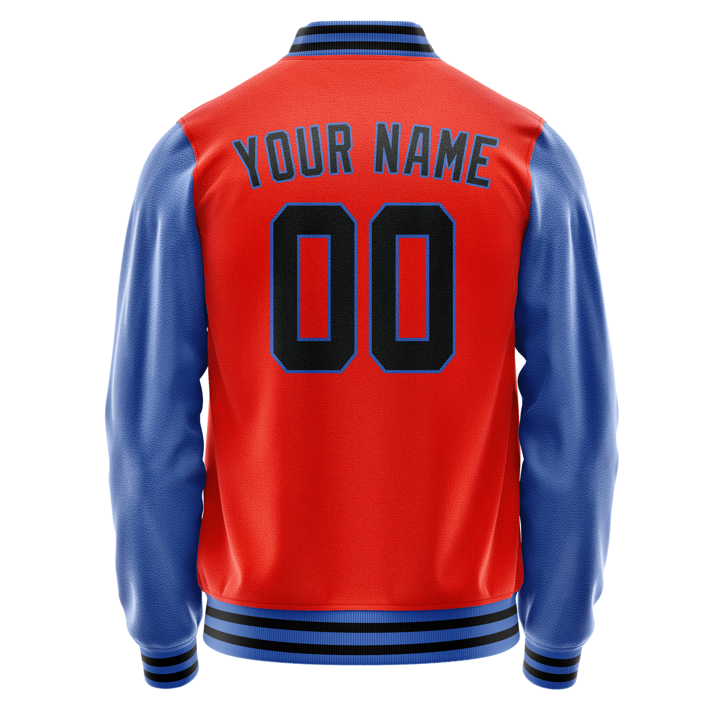 Custom Orange Light-Blue Solid Color Varsity Letterman Jacket