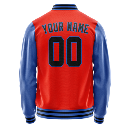 Custom Orange Light-Blue Solid Color Varsity Letterman Jacket