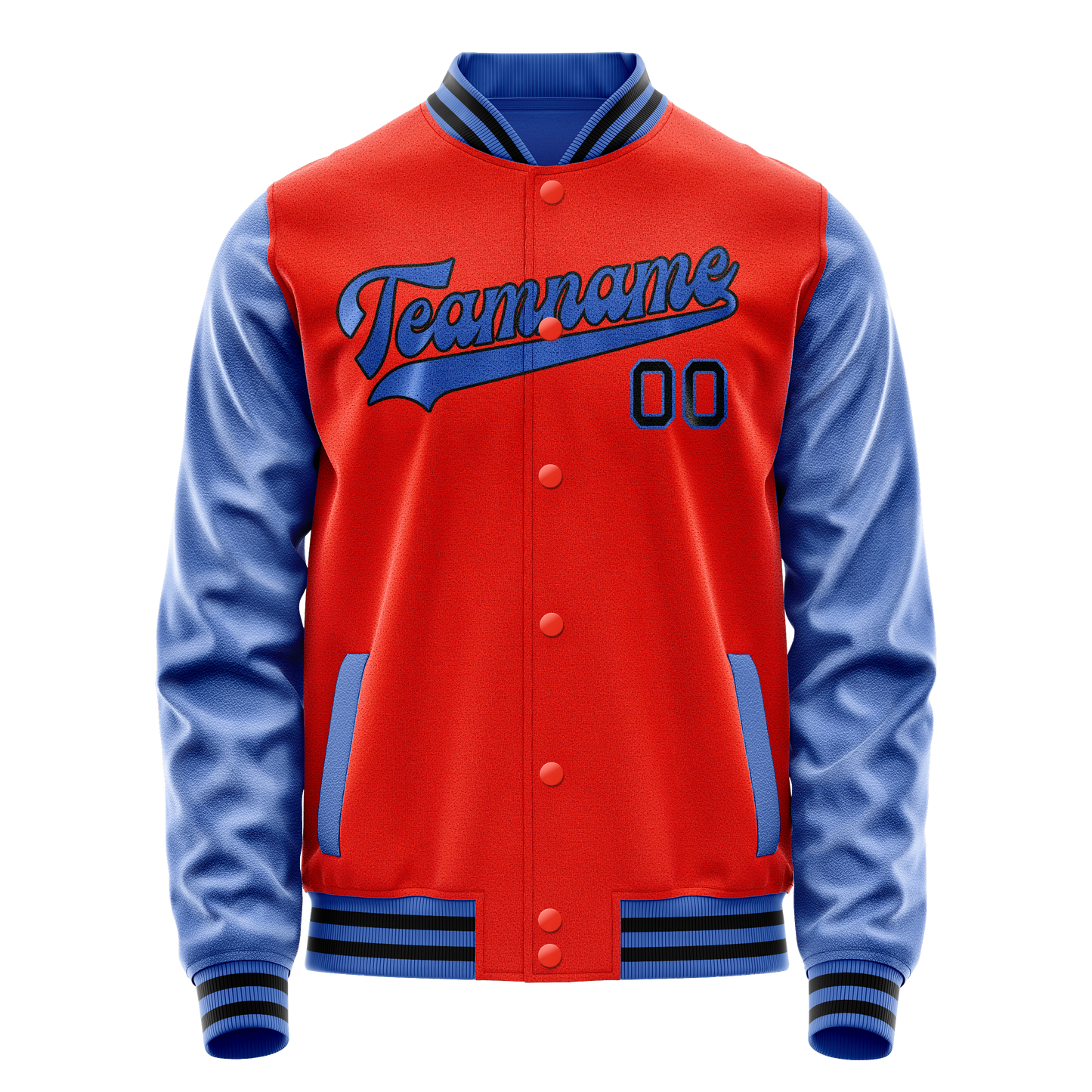 Custom Orange Light-Blue Solid Color Varsity Letterman Jacket