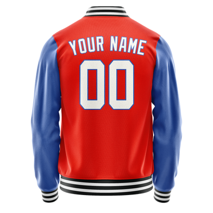 Custom Orange Royal Solid Color Varsity Letterman Jacket