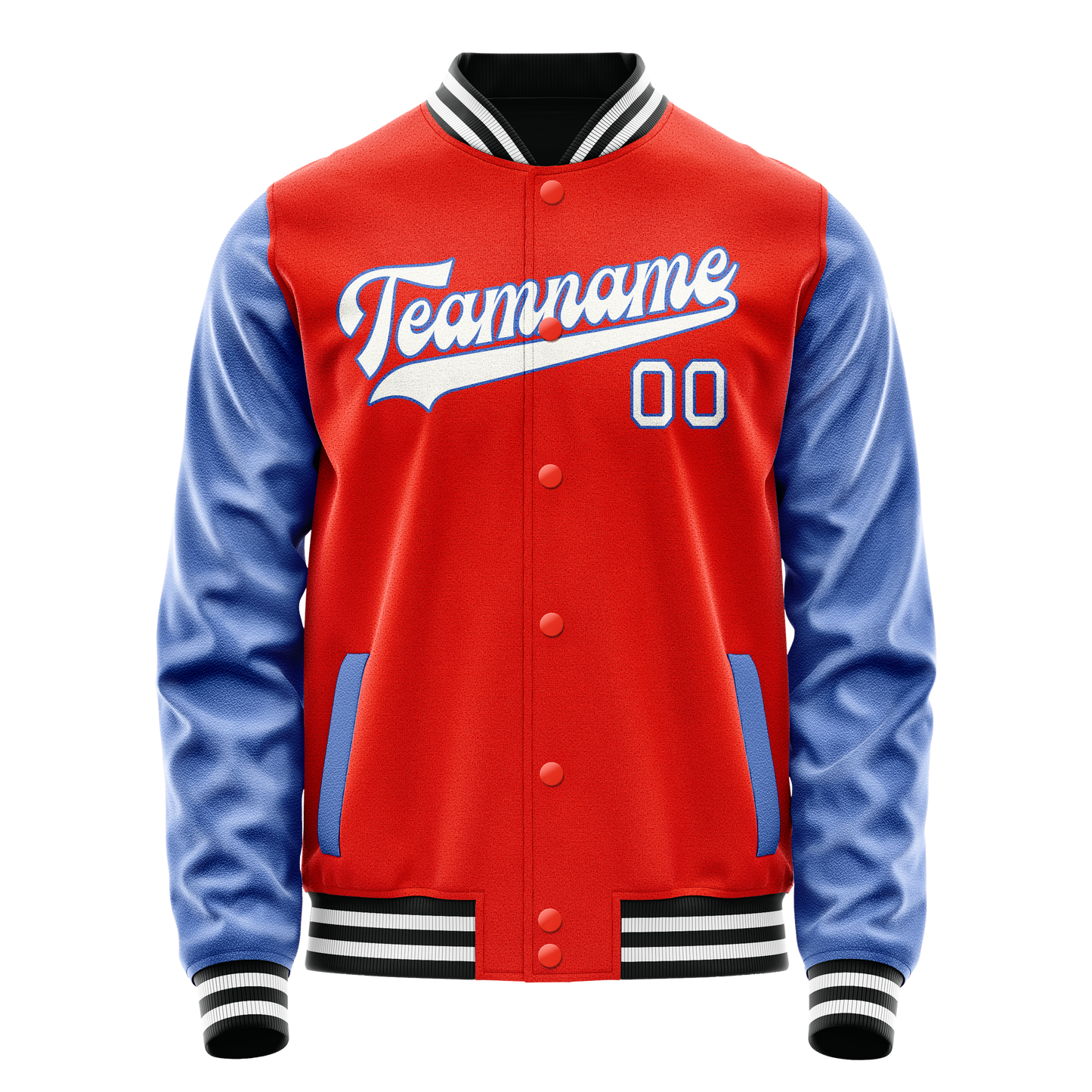 Custom Orange Royal Solid Color Varsity Letterman Jacket