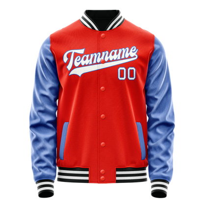 Custom Orange Royal Solid Color Varsity Letterman Jacket