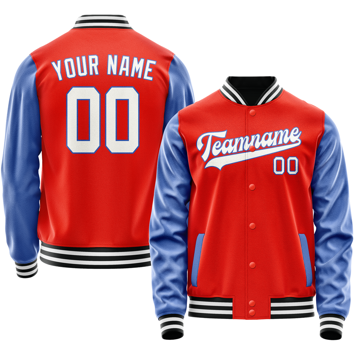 Custom Orange Royal Solid Color Varsity Letterman Jacket