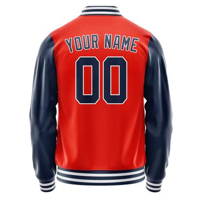 Custom Orange Royal Solid Color Varsity Letterman Jacket