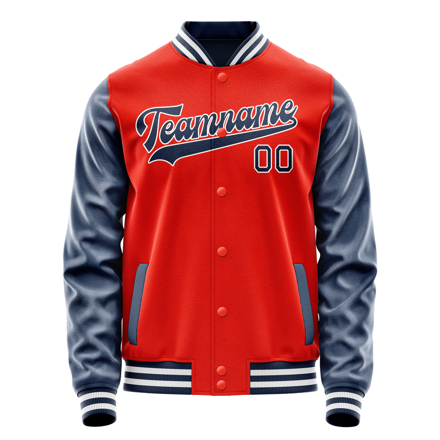 Custom Orange Royal Solid Color Varsity Letterman Jacket