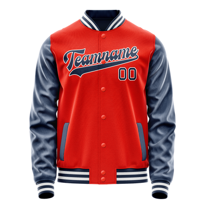 Custom Orange Royal Solid Color Varsity Letterman Jacket