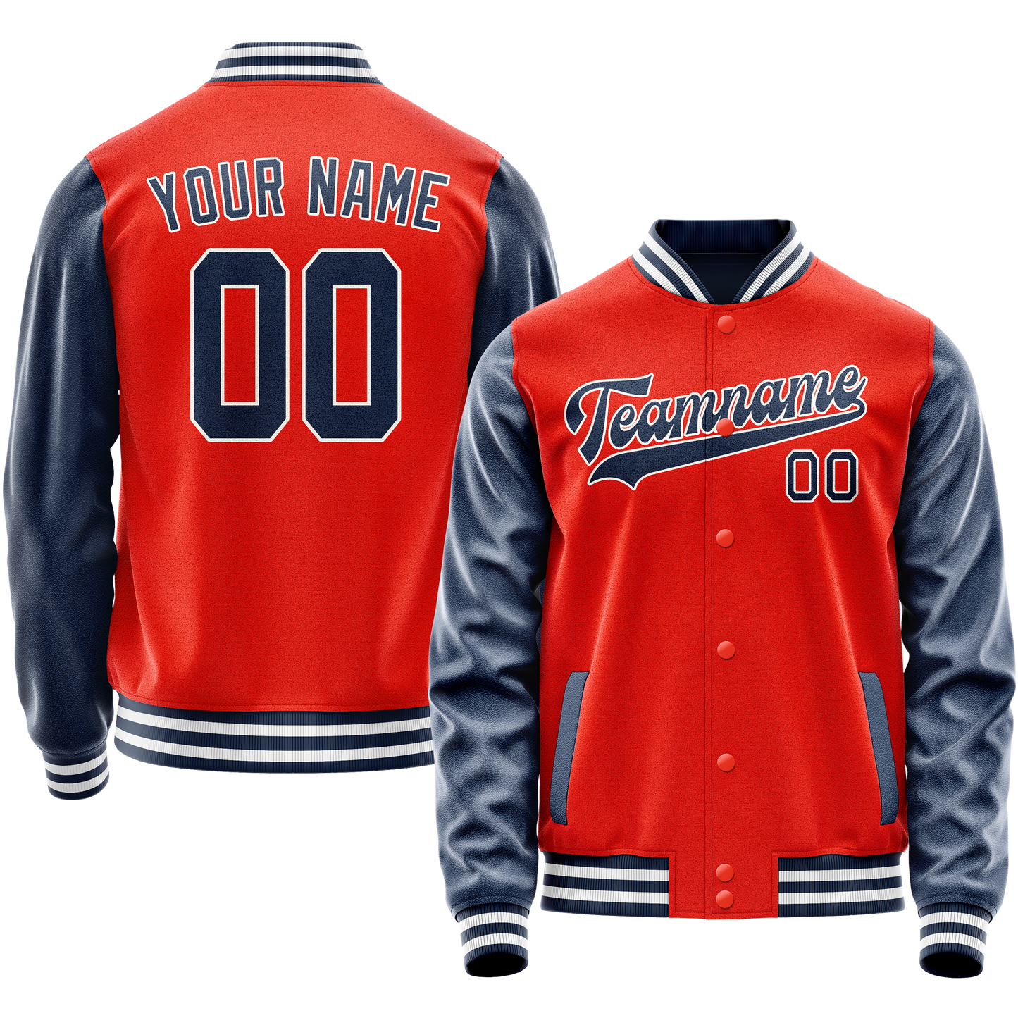 Custom Orange Royal Solid Color Varsity Letterman Jacket