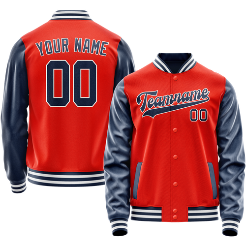Custom Orange Royal Solid Color Varsity Letterman Jacket