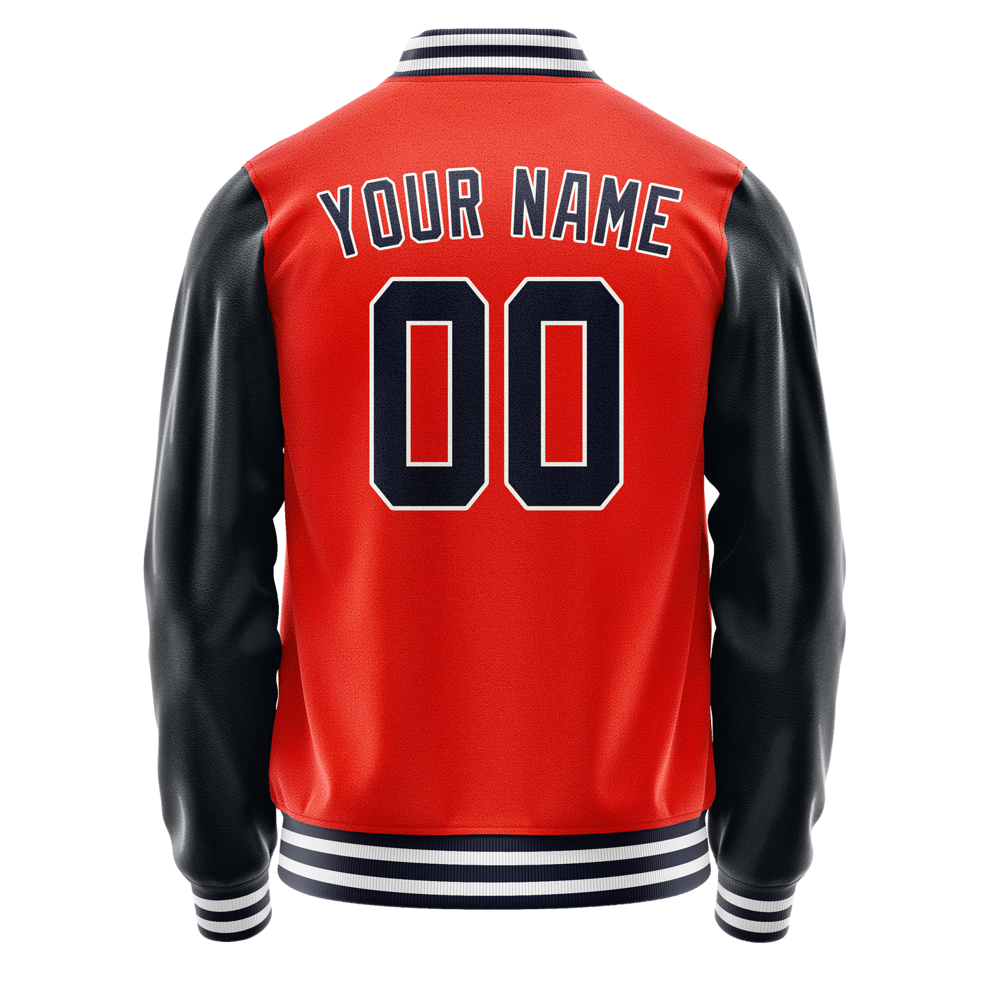 Custom Orange Navy Solid Color Varsity Letterman Jacket