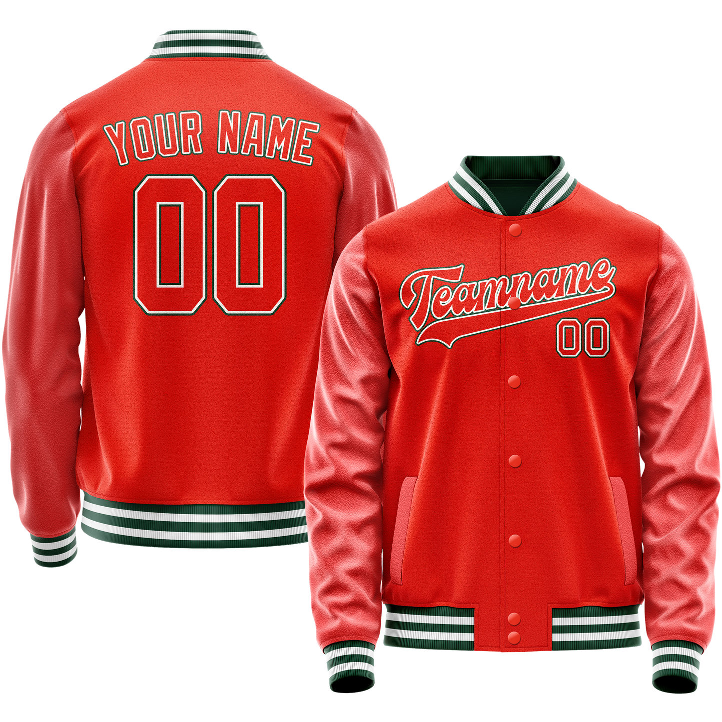 Custom Orange White Solid Color Varsity Letterman Jacket