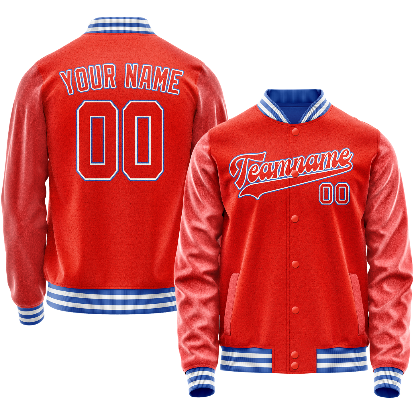 Custom Orange White Solid Color Varsity Letterman Jacket