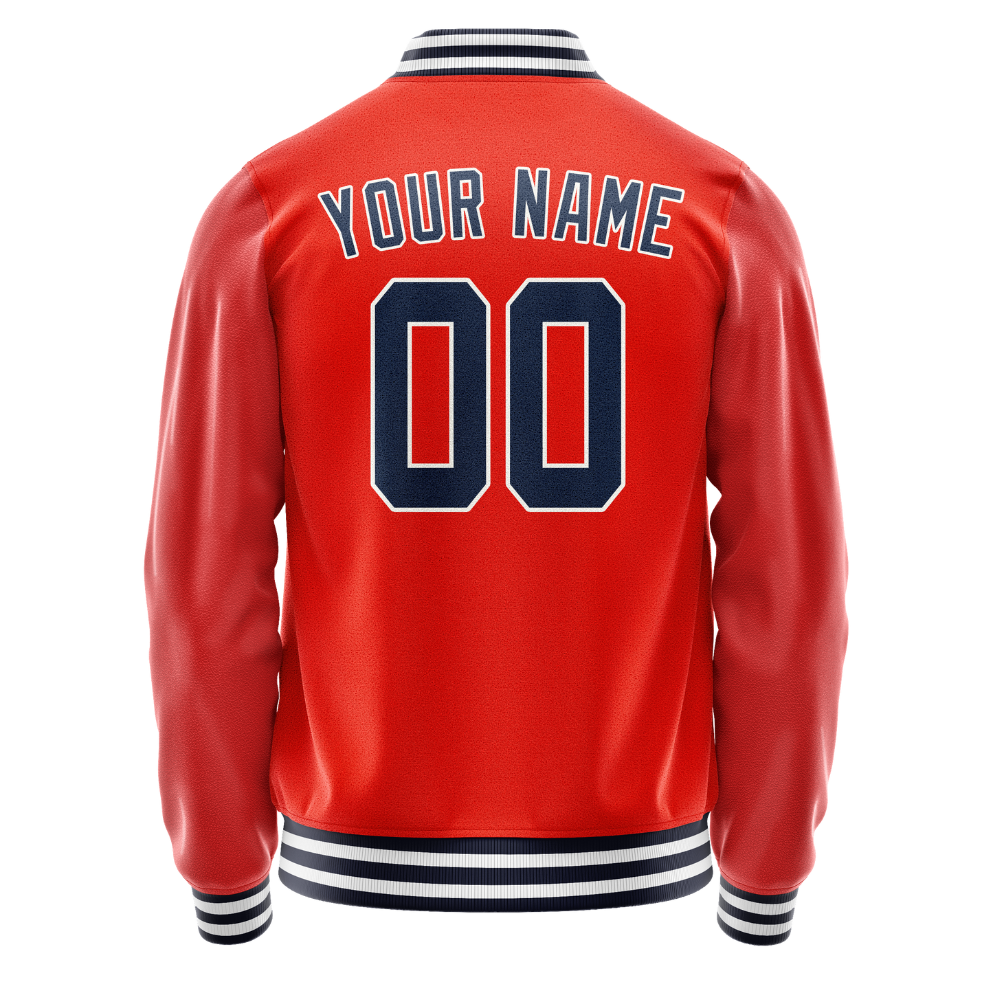 Custom Orange Navy Solid Color Varsity Letterman Jacket