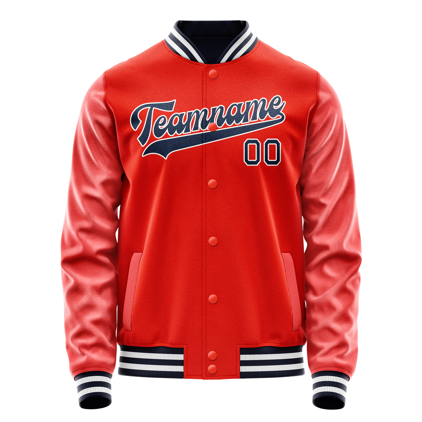 Custom Orange Navy Solid Color Varsity Letterman Jacket