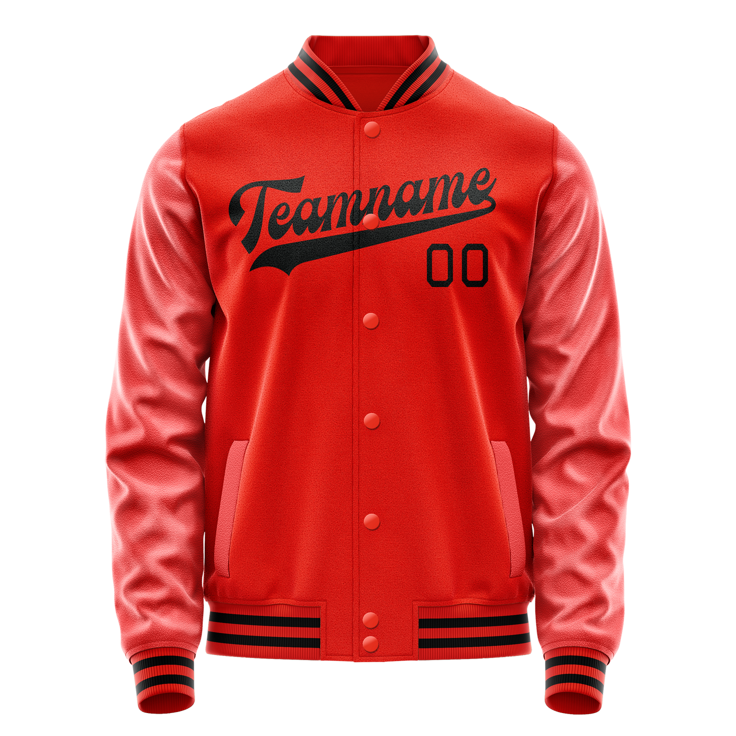 Custom Orange Black Solid Color Varsity Letterman Jacket