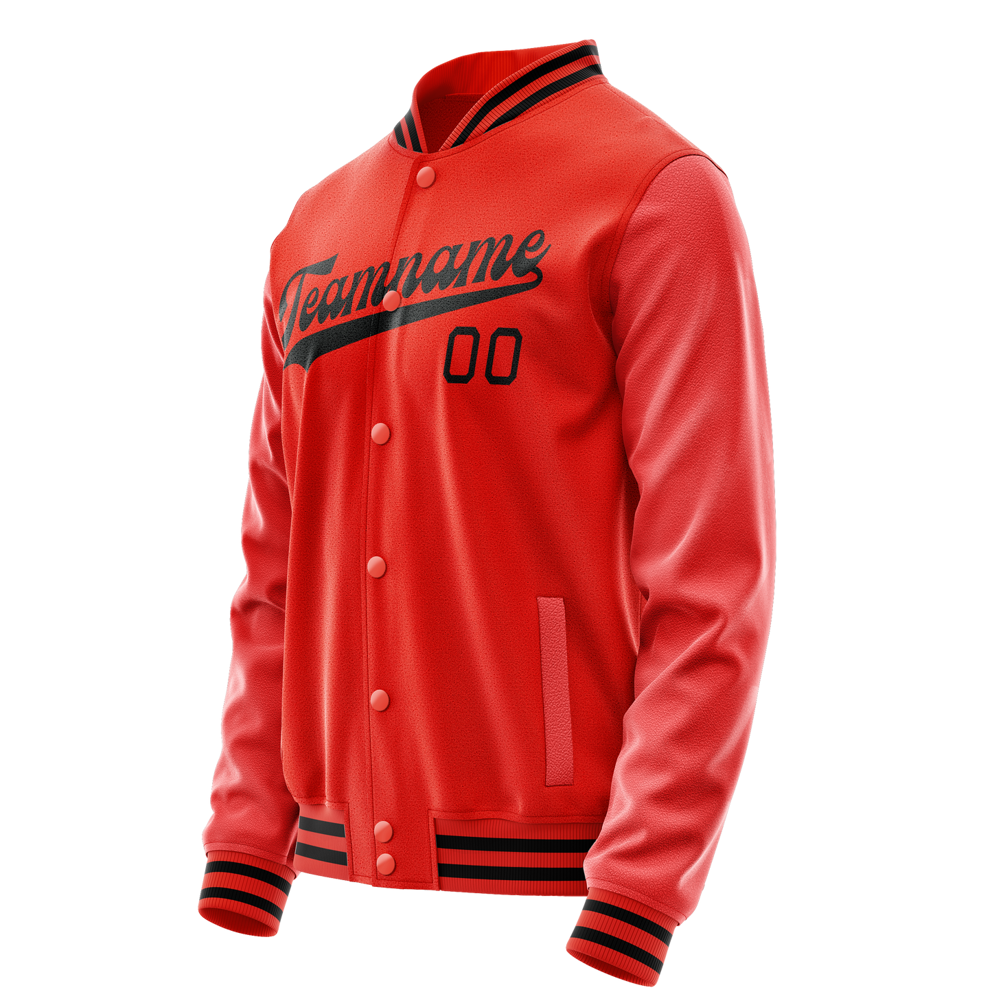 Custom Orange Black Solid Color Varsity Letterman Jacket