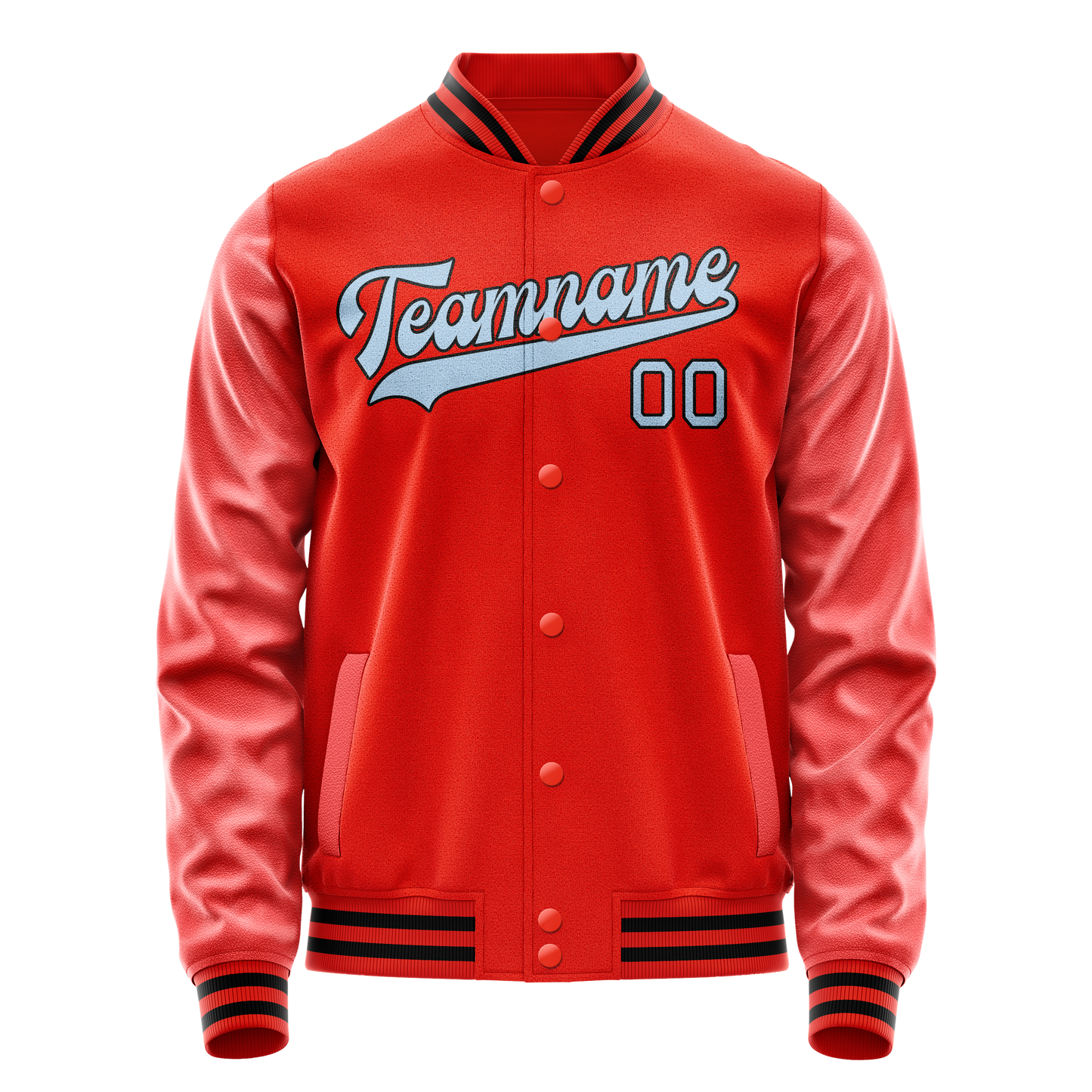 Custom Orange Light-Blue Solid Color Varsity Letterman Jacket