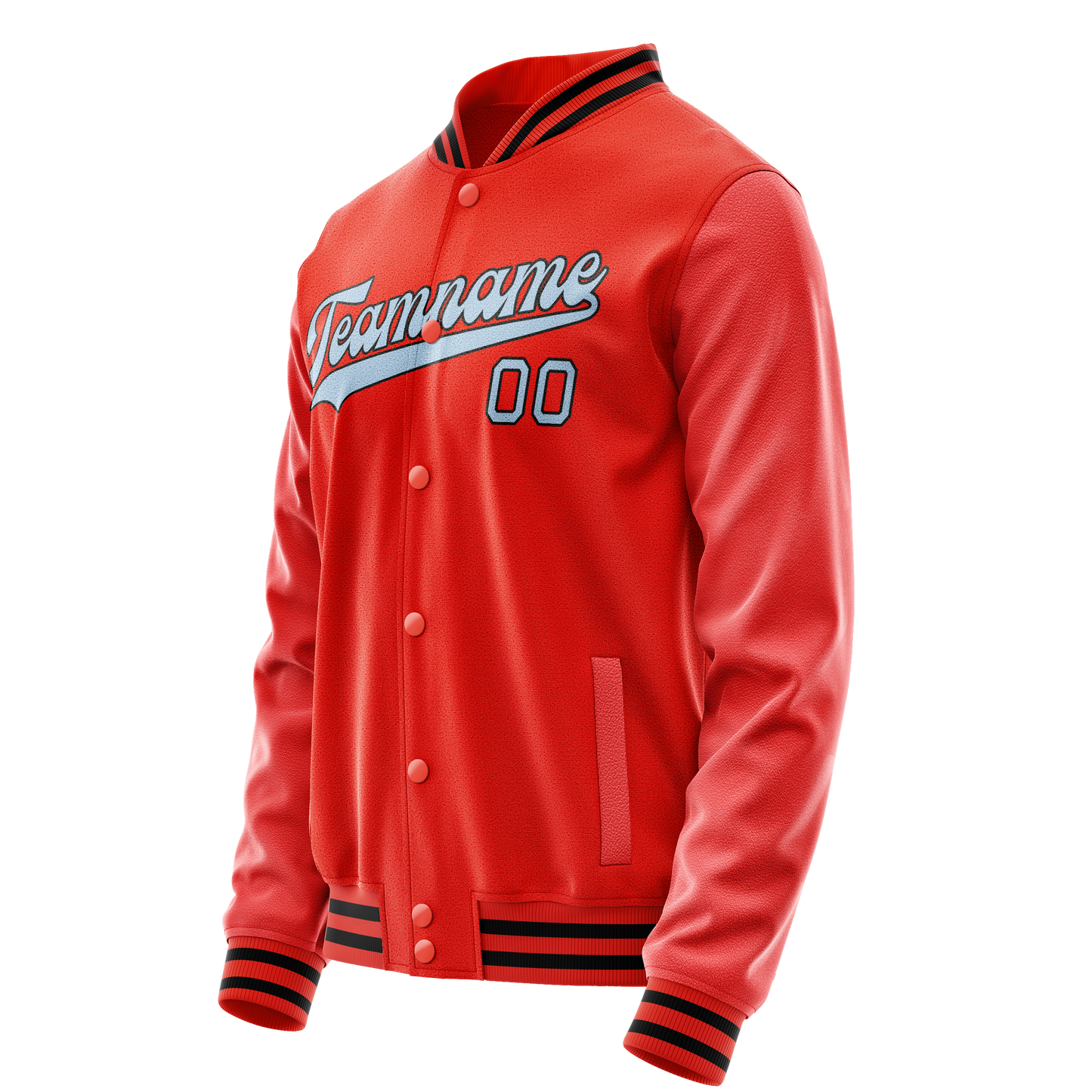 Custom Orange Light-Blue Solid Color Varsity Letterman Jacket