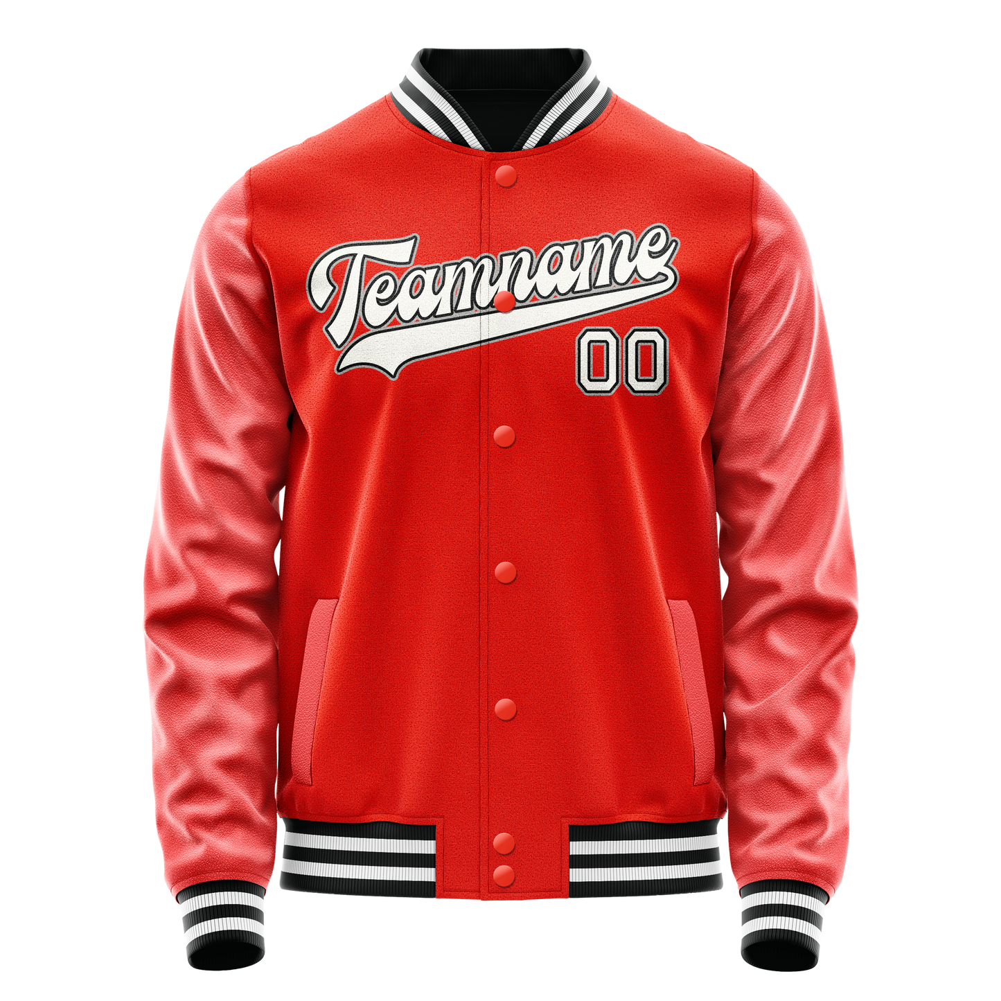 Custom Orange White Solid Color Varsity Letterman Jacket