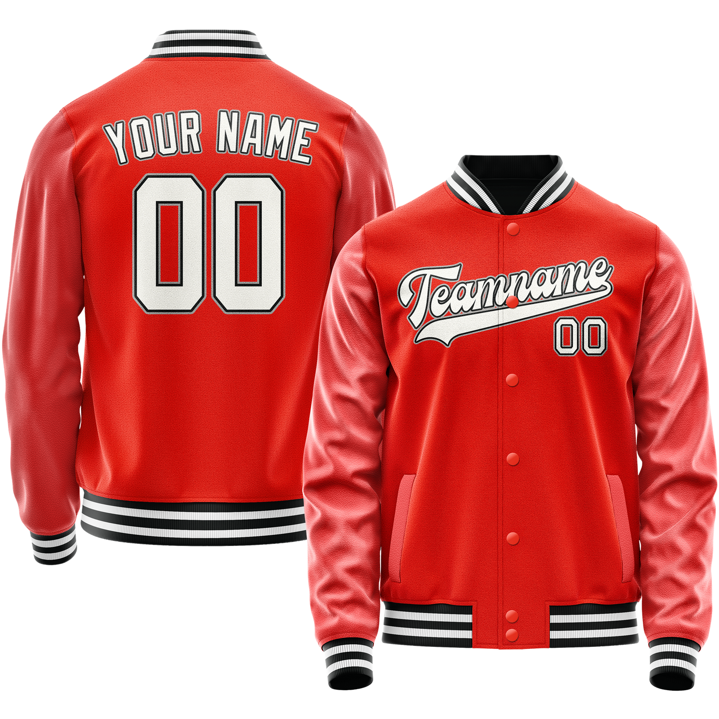 Custom Orange White Solid Color Varsity Letterman Jacket