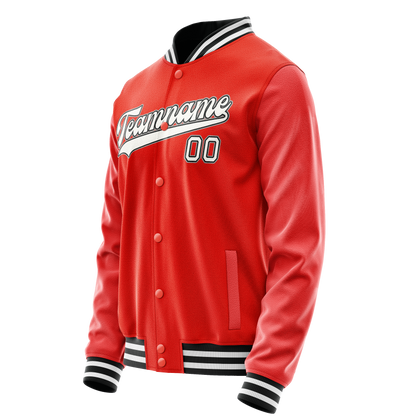Custom Orange White Solid Color Varsity Letterman Jacket