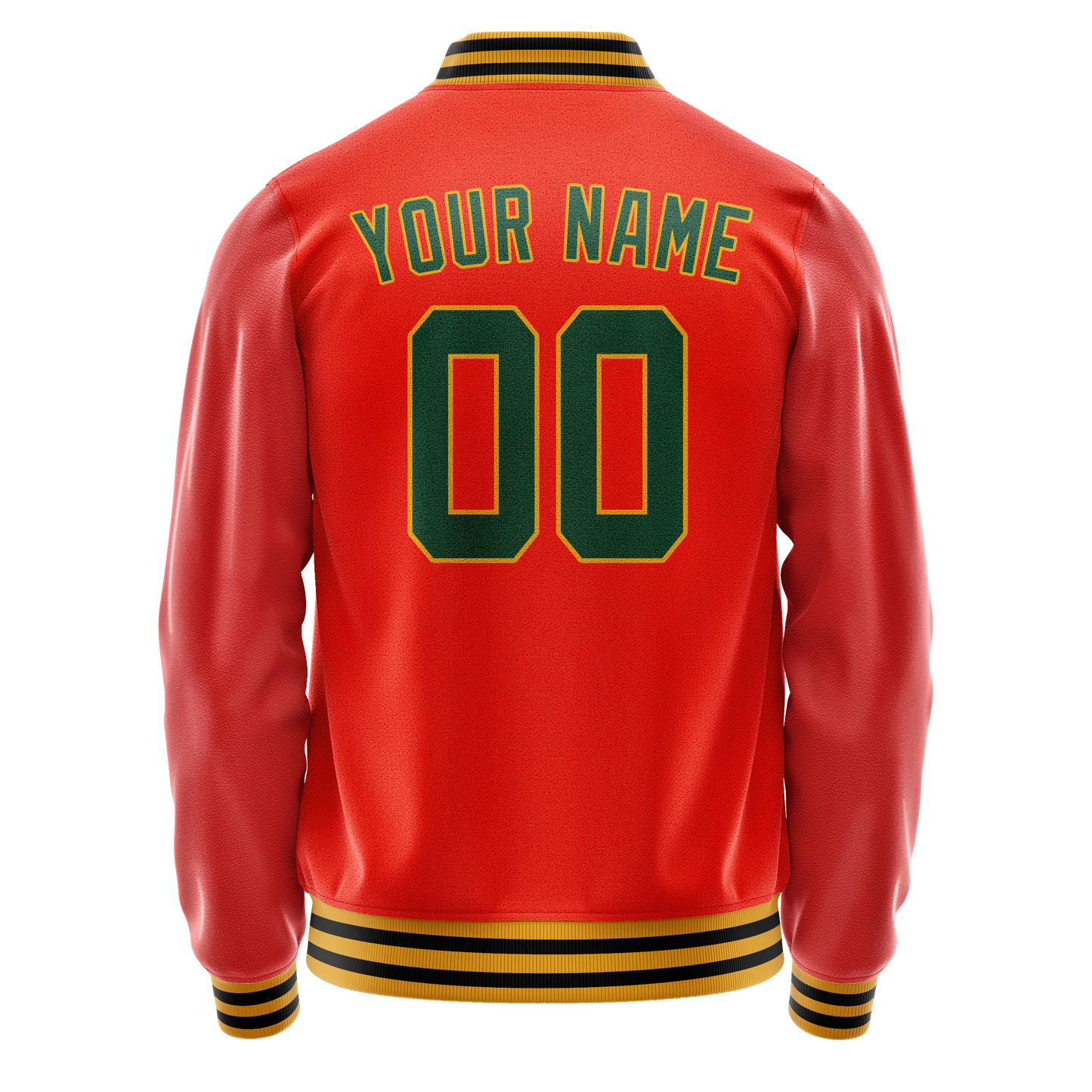 Custom Orange Black Solid Color Varsity Letterman Jacket