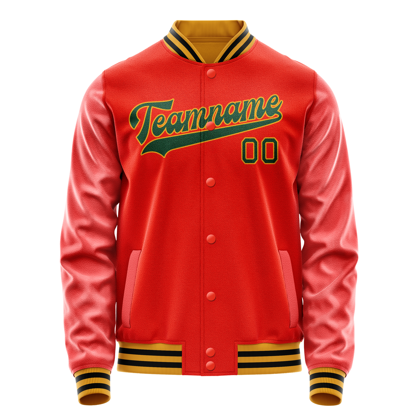 Custom Orange Black Solid Color Varsity Letterman Jacket