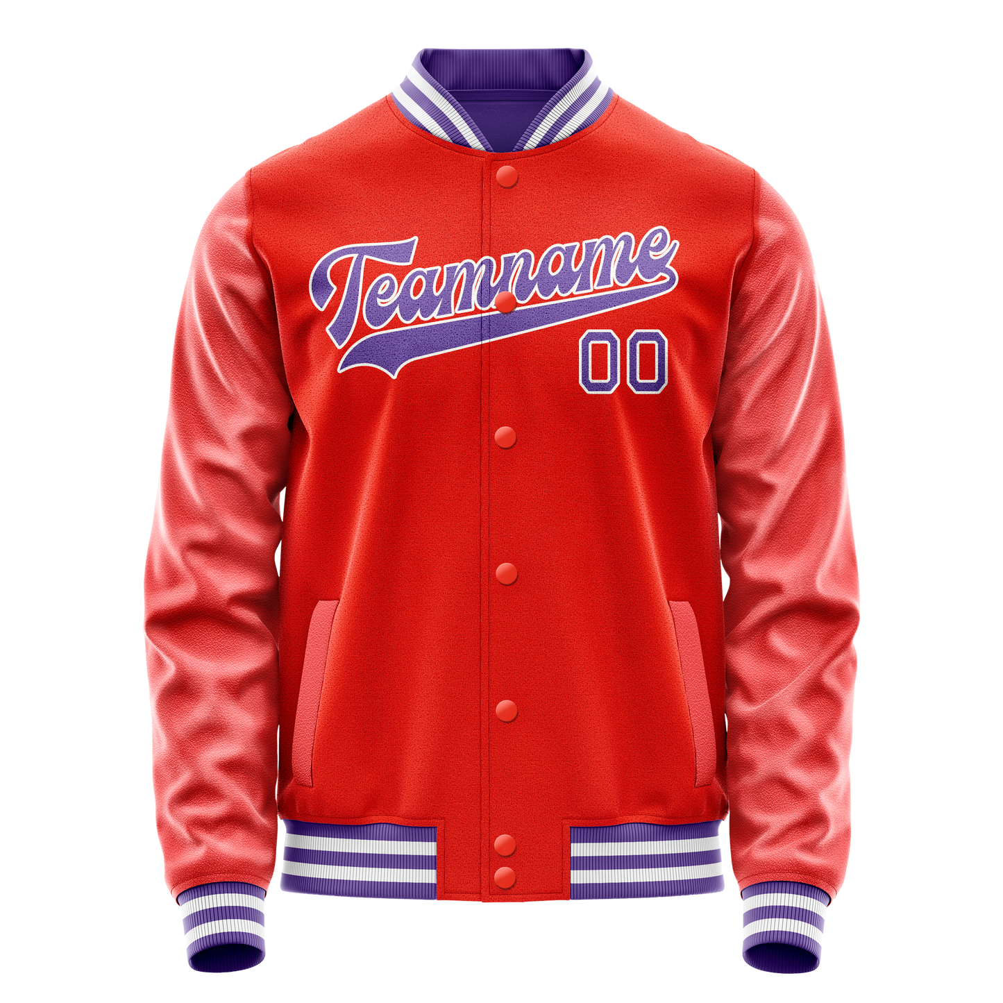 Custom Orange Purple Solid Color Varsity Letterman Jacket