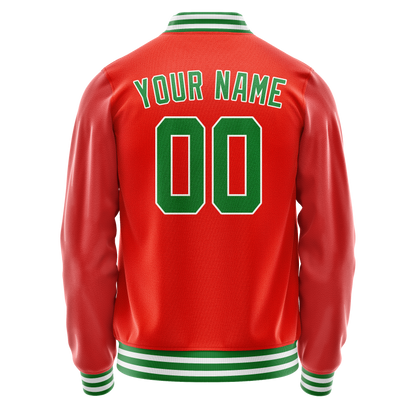 Custom Orange Teal Solid Color Varsity Letterman Jacket