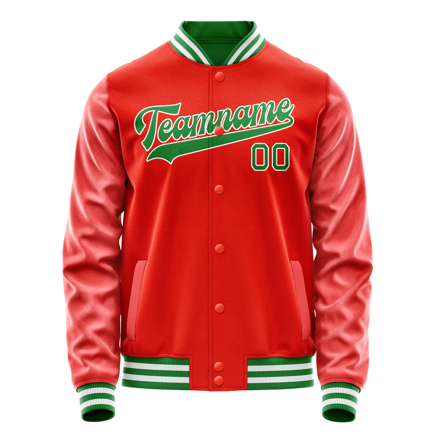 Custom Orange Teal Solid Color Varsity Letterman Jacket