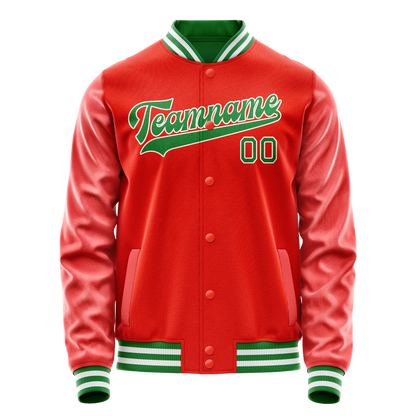 Custom Orange Teal Solid Color Varsity Letterman Jacket