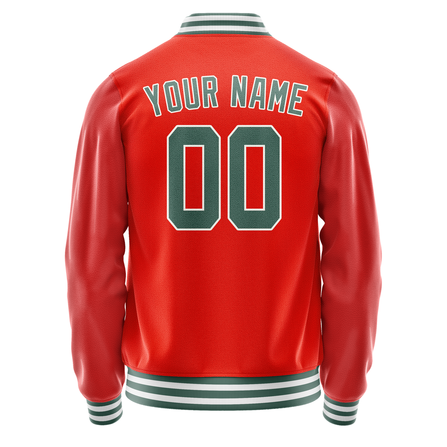 Custom Orange Teal Solid Color Varsity Letterman Jacket