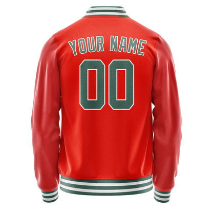 Custom Orange Teal Solid Color Varsity Letterman Jacket