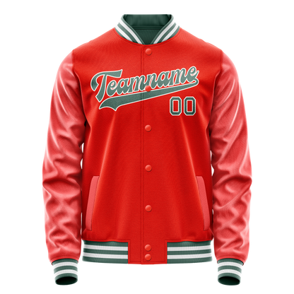 Custom Orange Teal Solid Color Varsity Letterman Jacket