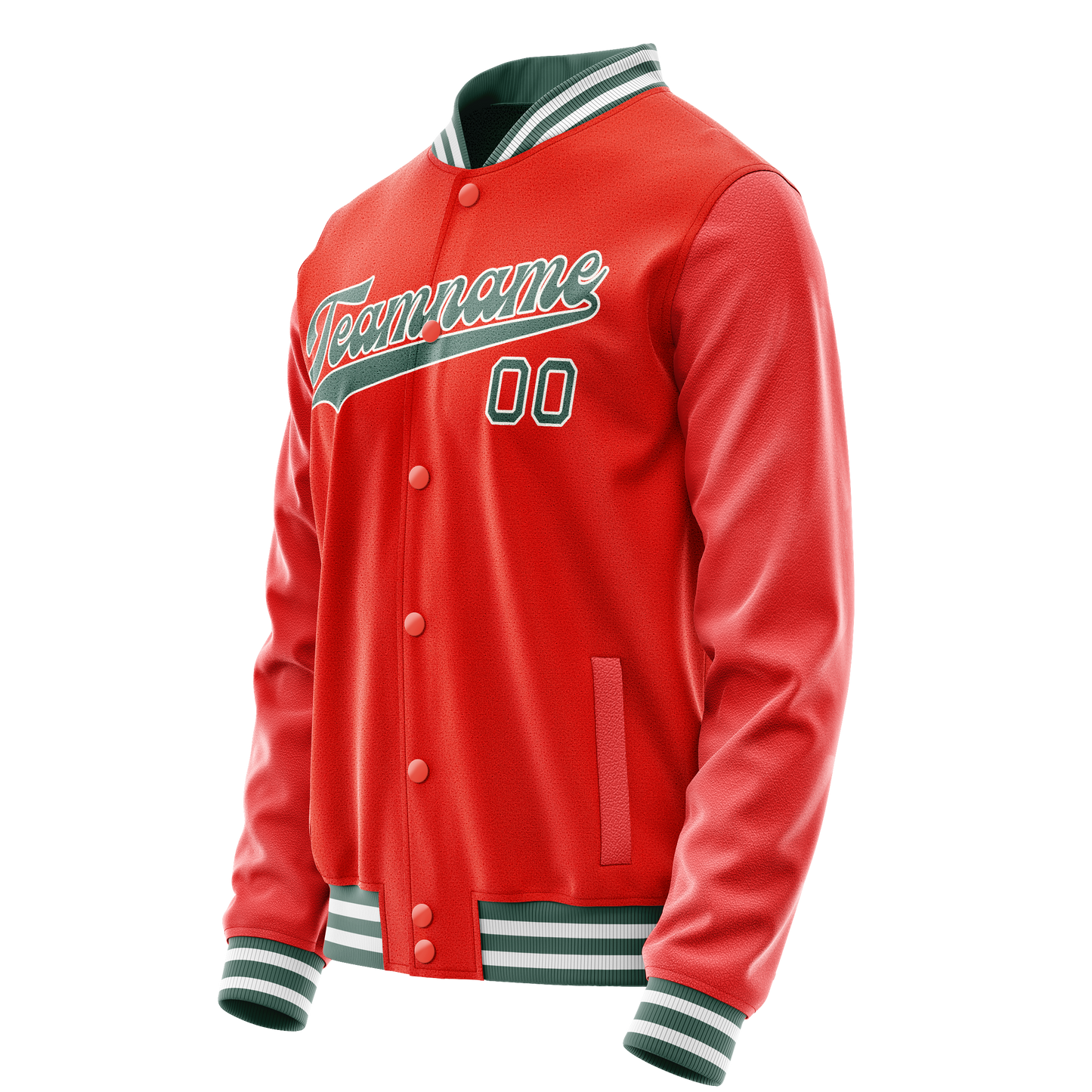 Custom Orange Teal Solid Color Varsity Letterman Jacket