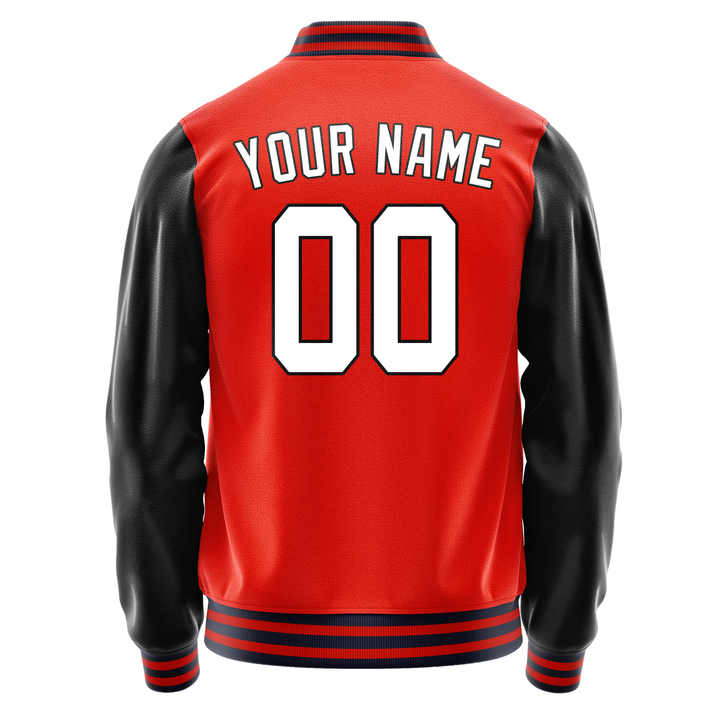 Custom Orange Black Solid Color Varsity Letterman Jacket