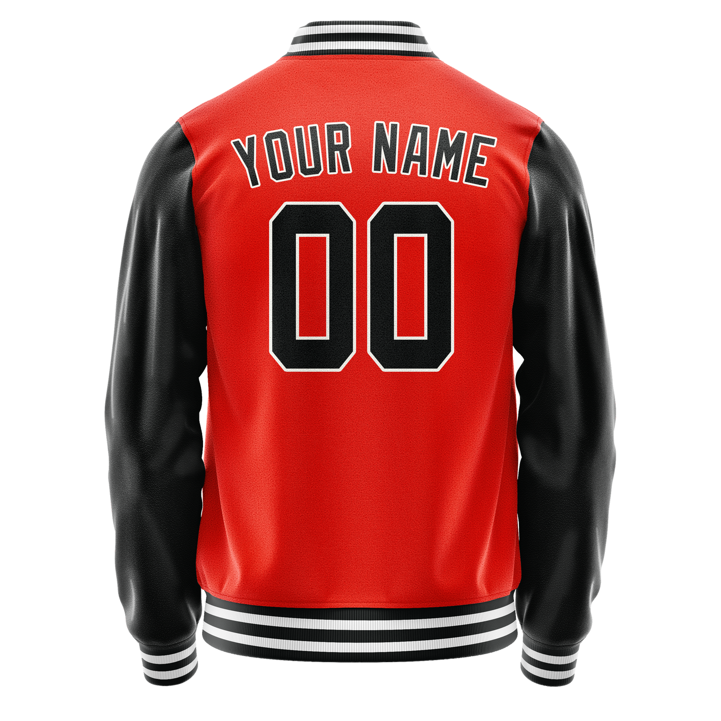 Custom Orange Black Solid Color Varsity Letterman Jacket