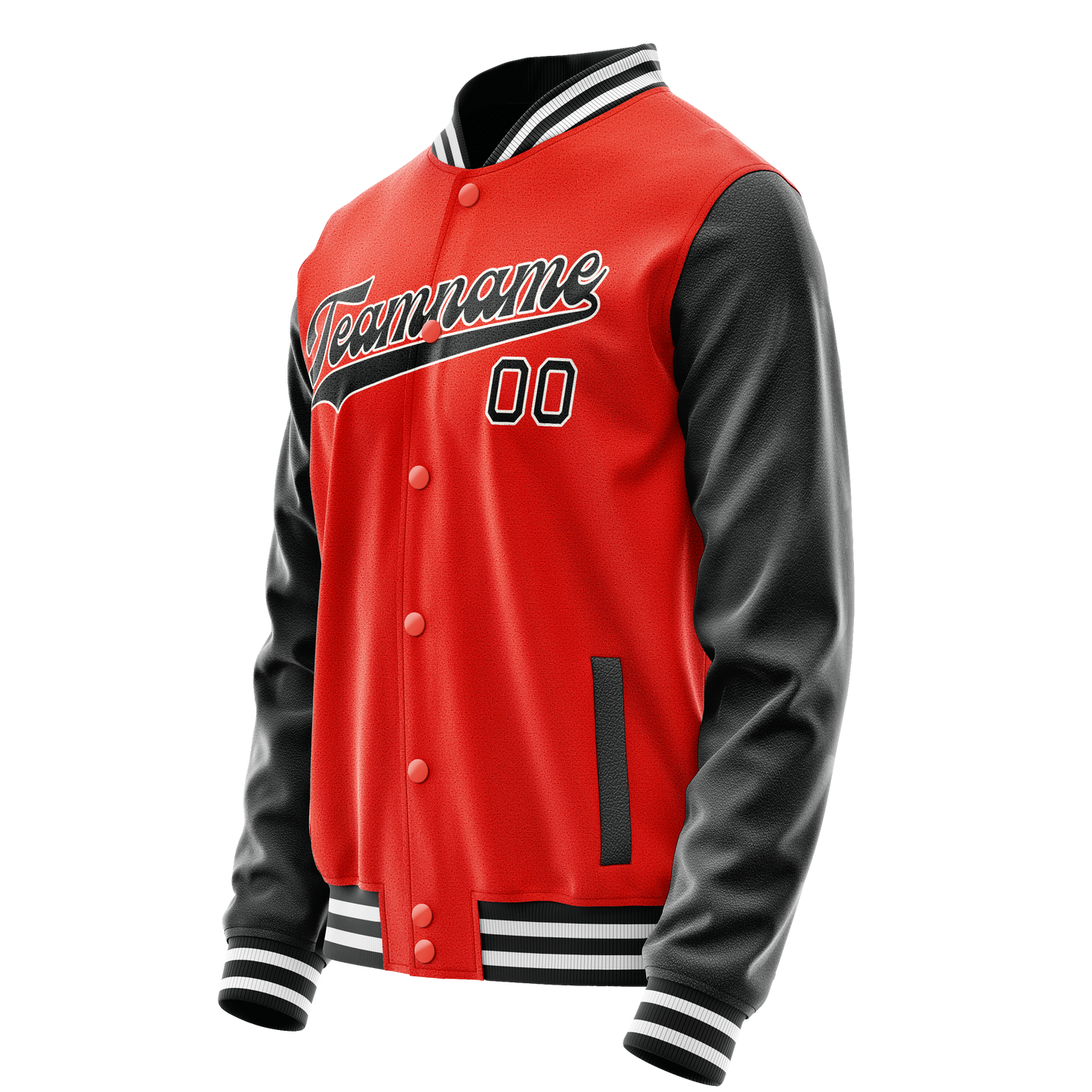 Custom Orange Black Solid Color Varsity Letterman Jacket