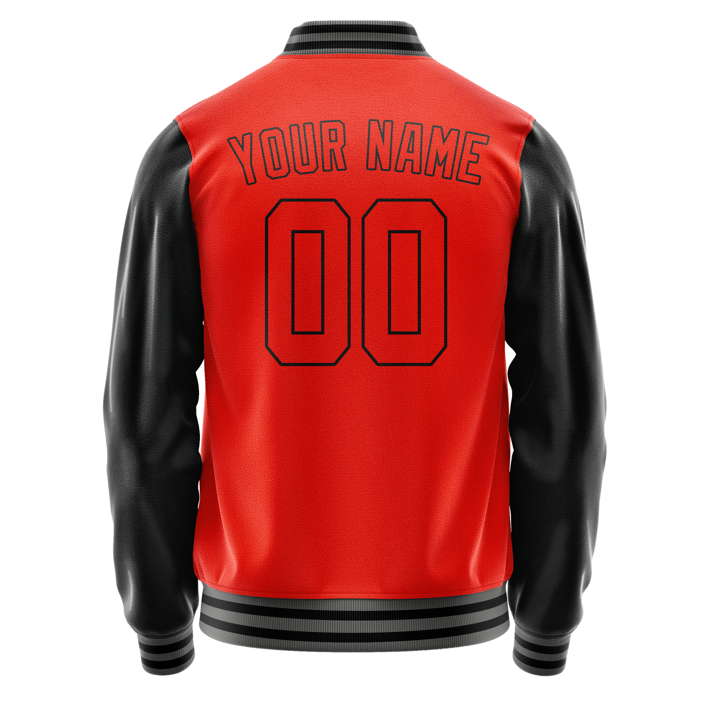 Custom Orange Black Solid Color Varsity Letterman Jacket