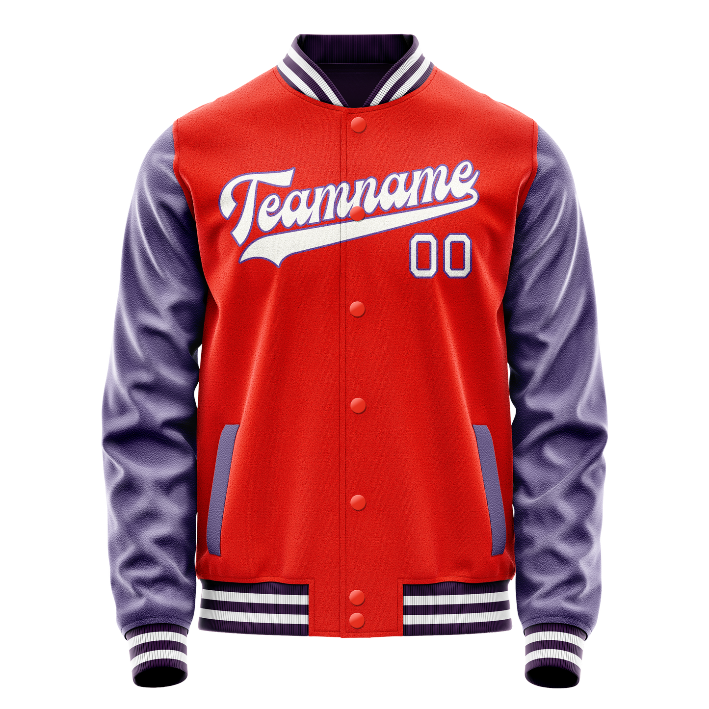 Custom Orange Purple Solid Color Varsity Letterman Jacket