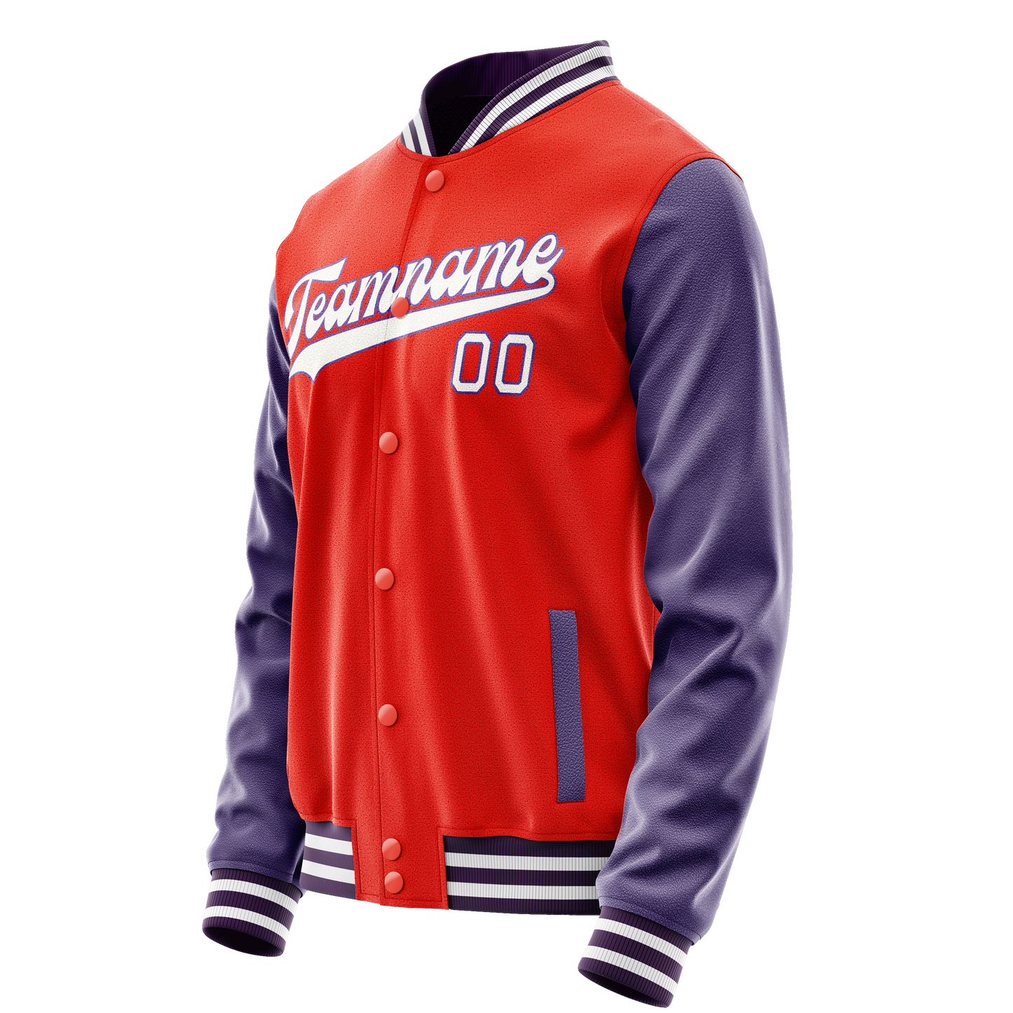 Custom Orange Purple Solid Color Varsity Letterman Jacket