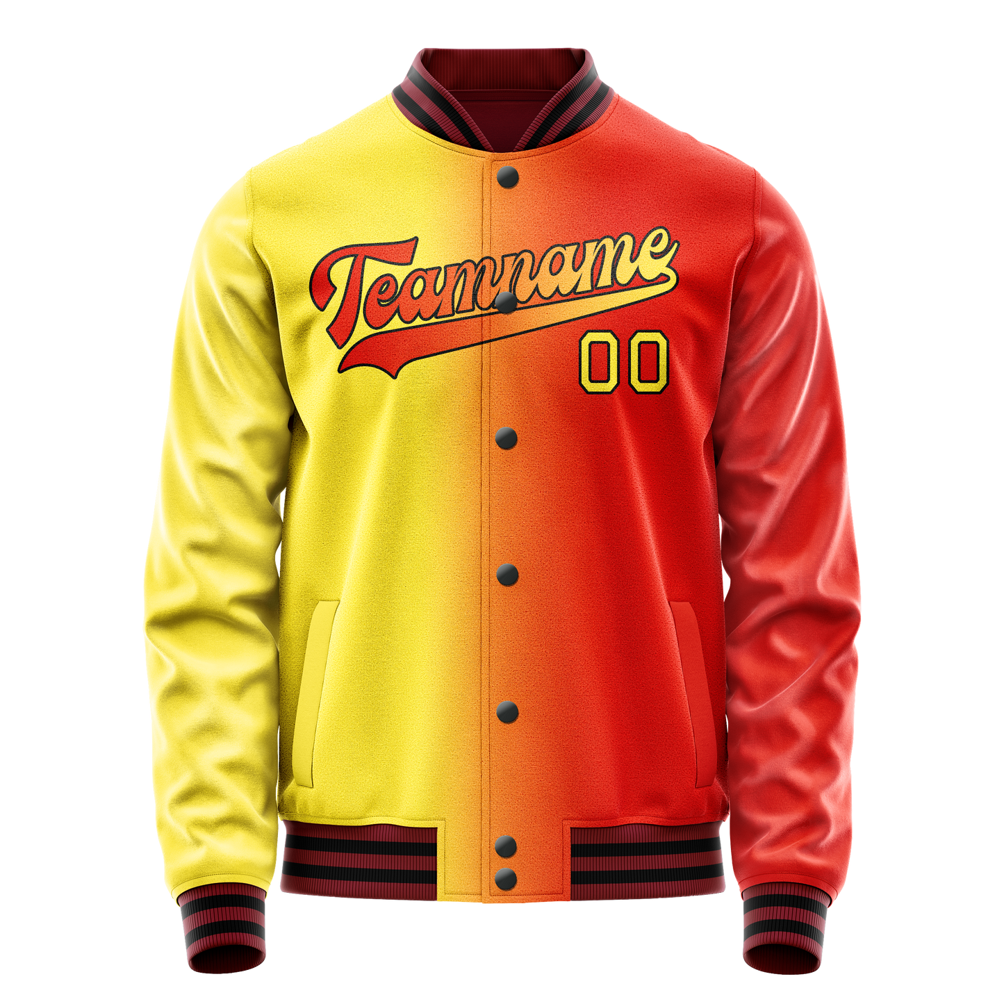 Custom Orange Yellow Gradient Varsity Letterman Jacket