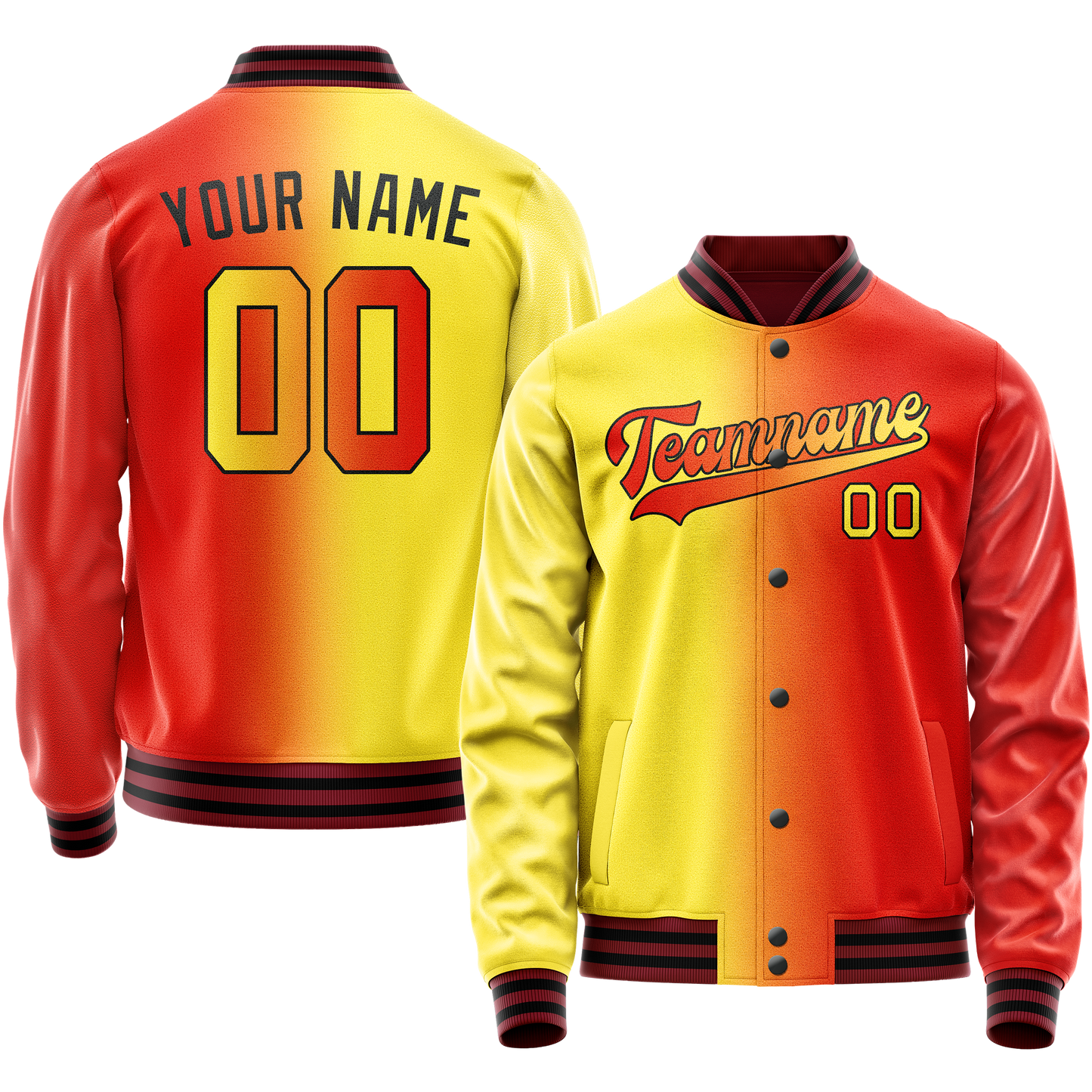 Custom Orange Yellow Gradient Varsity Letterman Jacket