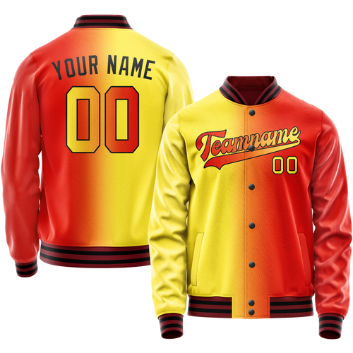 Custom Orange Yellow Gradient Varsity Letterman Jacket