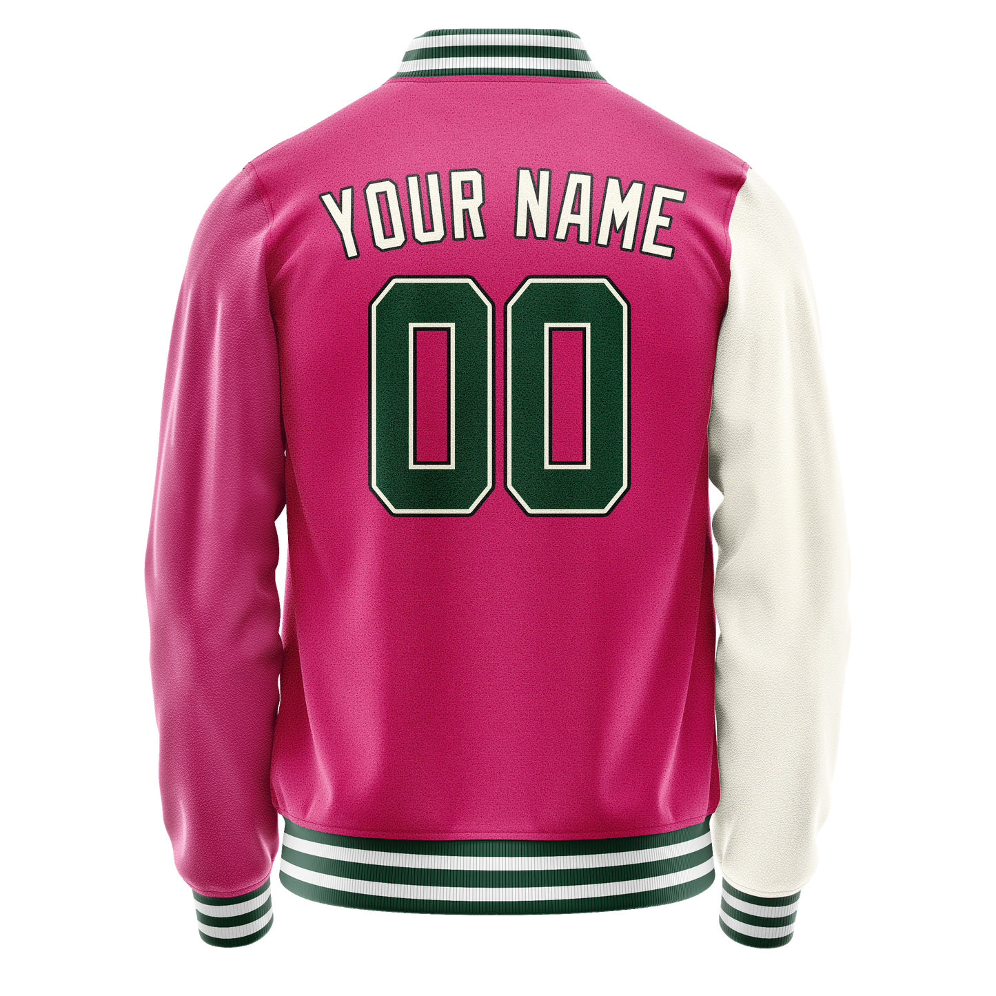 Custom Pink Cream Split Varsity Letterman Jacket