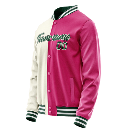 Custom Pink Cream Split Varsity Letterman Jacket